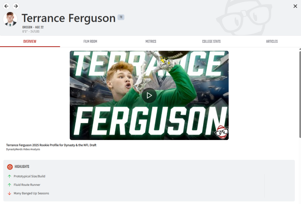 Terrance Ferguson Rookie Trade Advice TEs Wide Receivers 2025 NFL Post-Draft Rankings Help Players to Know Target Need to add sell buy low fantasy football ff