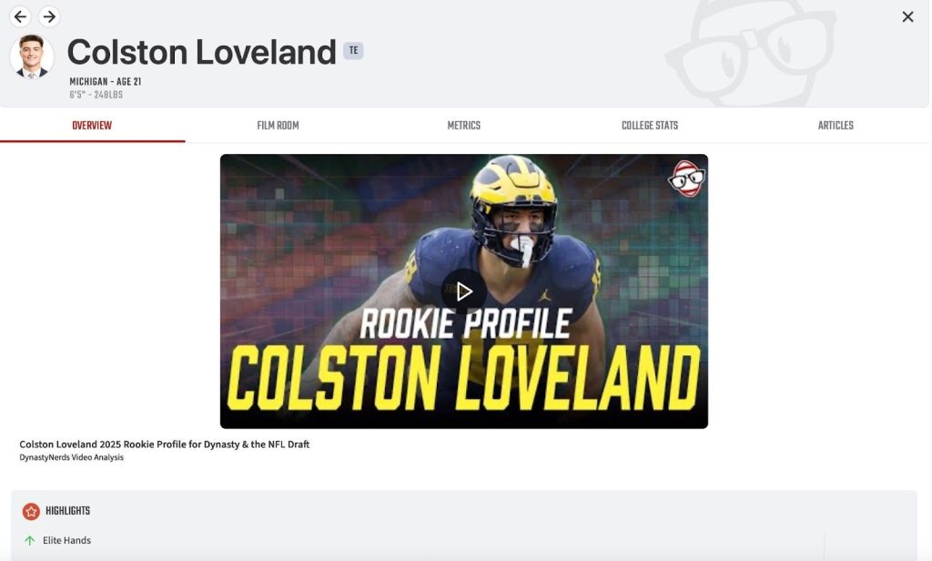 Colston Loveland Rookie Trade Advice TEs Wide Receivers 2025 NFL Post-Draft Rankings Help Players to Know Target Need to add sell buy low fantasy football ff
